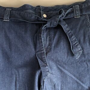 J. Crew High Rise Dark Blue Trouser Jeans with Tie-Front